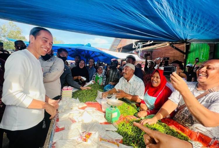 Kunjungi Pasar Batuphat Timur, Presiden Cek Harga Komoditas sambil Berbelanja