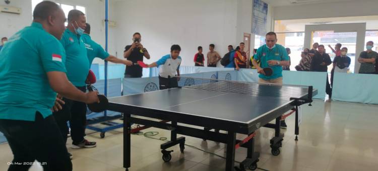 PTMSI Labuhanbatu Bersama Media Centre Polres Gelar Turnamen Tenis Meja Labuhanbatu