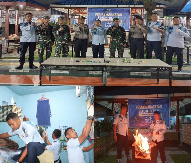 Pemasyarakatan Rutan Tarutung Laksanakan Bersih-Bersih, Dan Gandeng TNI/POLRI Laksanakan Penggeledahan  Blok Hunian WBP.