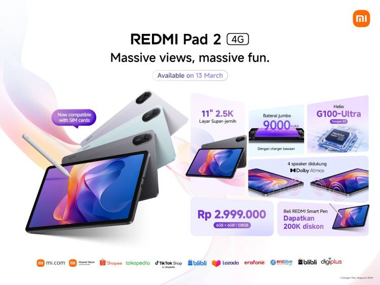 Xiaomi Indonesia Hadirkan REDMI Pad 2 4G, Tablet REDMI Pertama dengan Dukungan SIM Card