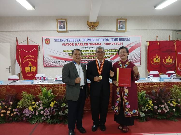 Dr. Viator Harlen Sinaga, S.H., M.H., Berhasil Meraih Gelar Doktor Ilmu Hukum