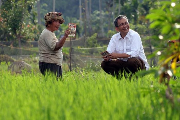 Menelusuri Pematang Sawah di Tapsel, Sihar Berbincang-bincang dengan Petani Lanjut Usia
