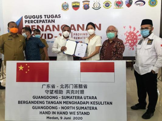Pemprov Guandong Bantu APD untuk Gugus Tugas Penanganan Covid-19 Sumut