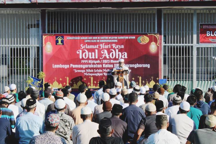 Penuh Khidmat,Petugas Bersama Warga Binaan Lapas Siborongborong, Gelar Shalat Idul Adha dan Potong Hewan Qurban