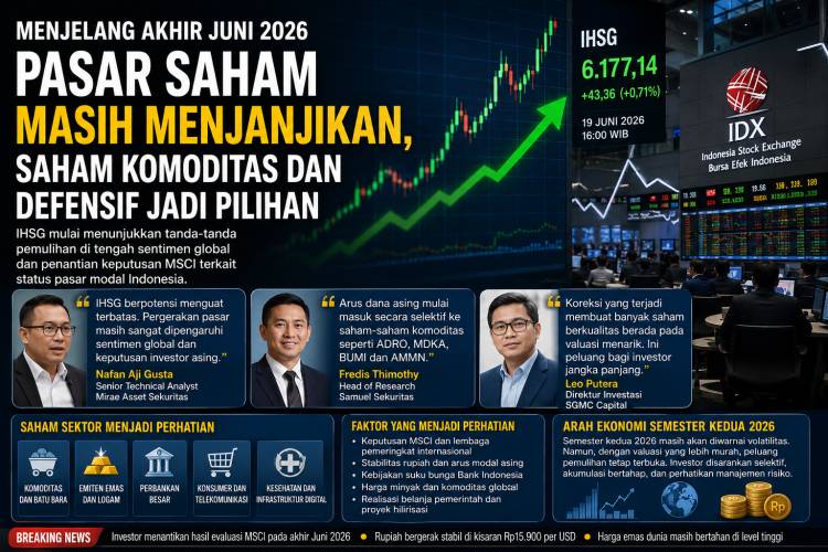 Menjelang Akhir Juni 2026, Pasar Saham Selektif: Saham Komoditas dan Defensif Dinilai Menarik