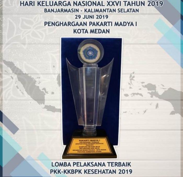 Medan Raih Penghargaan Pakarti Madya I Pelaksana Terbaik Kesatuan Gerak PKK KKBPK Kes Tingkat Nasional 2019