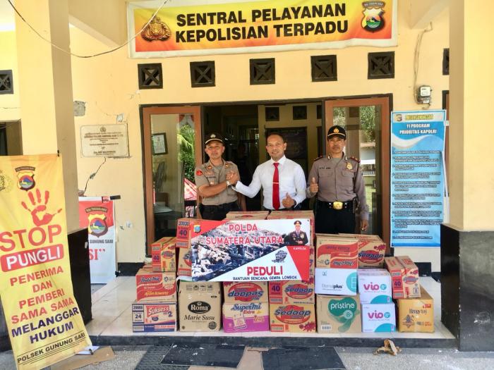 Subdit II/Cybercrime Ditreskrimsus Polda Sumut Berikan Bantuan Kepada Bencana di Lombok NTB