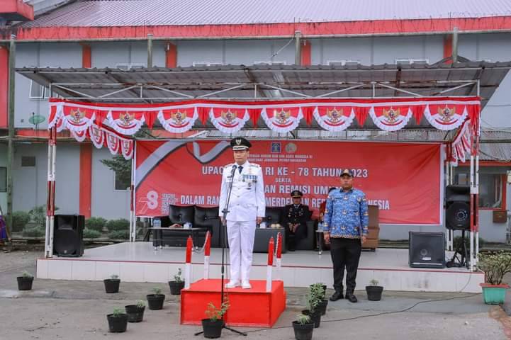 Wakil Bupati  Inspektur Upacara HUT RI Di Rutan Kelas IIB Humbahas