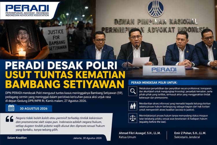 PERADI Desak Polri Usut Tuntas Kematian Pedagang Cermin Bambang Setiyawan