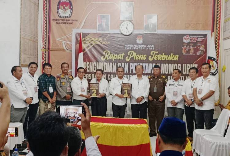 KPU Nias Tetapkan Nomor Urut Pasangan Calon Bupati dan Wakil Bupati Nias