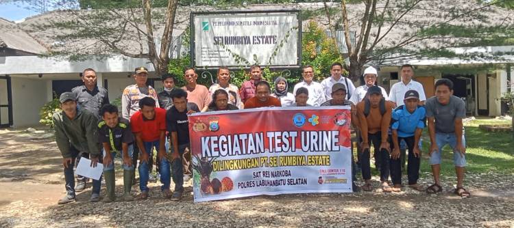 Sat Resnarkoba Polres Labuhanbatu Selatan Bersama Granat dan LAN Gelar Tes Urine Karyawan PT Rumbiya Estate