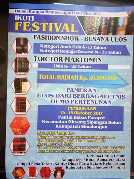 Hari Ulos Tahun 2017 akan Digelar di Pantai Bebas Parapat