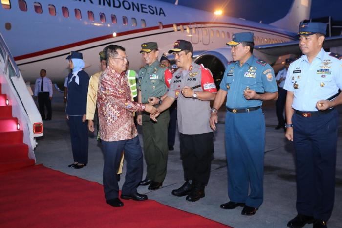 Gubernur, Kapolda Sumut dan Pangdam I/BB Sambut Wakil Presiden di Kualanamu