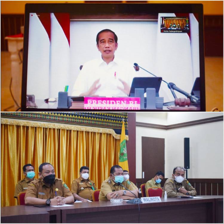 Walikota Sidimpuan Ikuti Rapat Antisipasi Gelombang Covid 19 Bersama Presiden RI Secara Virtual