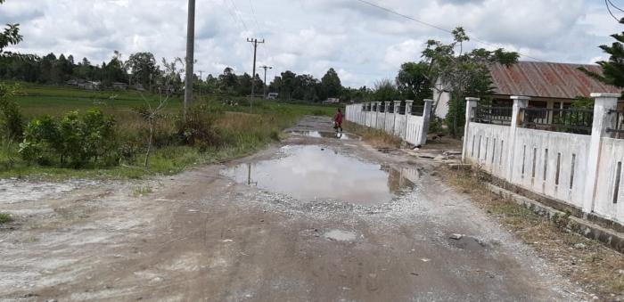 Jalan di Desa Nagasaribu Kecamatan Lintong Ni Huta Kabupaten Humbang Hasundutan Terlantar