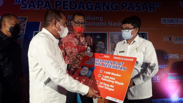 Dukung Prokes di Pasar Tradisional, Bank Sumut Beri Alkes untuk PD Pasar Kota Medan