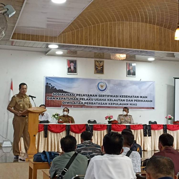 Yusman Zega Buka Secara Resmi Sosialisasi Pelayanan Sertifikasi Kesehatan Ikan Dan Kepatuhan Pelaku Usaha Kelautan Dan Perikanan