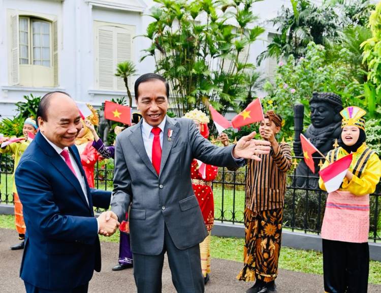 Presiden Jokowi Sambut Kunjungan Kenegaraan Presiden Nguyá»…n Xu&acirc;n Ph&uacute;c di Istana Bogor