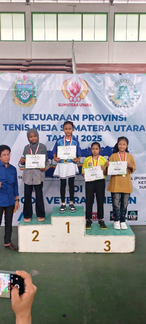 Atlet PTMSI Labuhanbatu Juara I Tunggal Putri KU 12 Kejurprov 2025